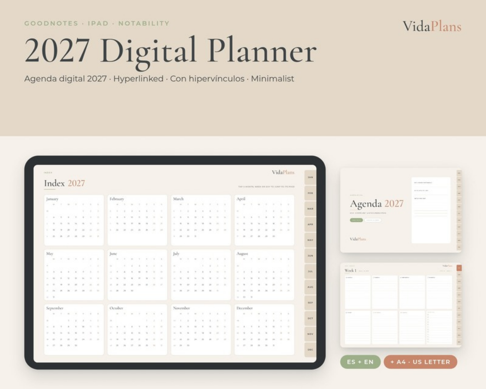Portada de la agenda digital 2027 de VidaPlans en un iPad