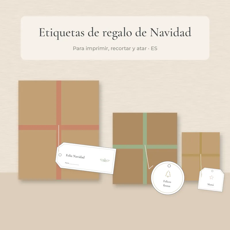 Portada de las etiquetas de regalo de Navidad en español