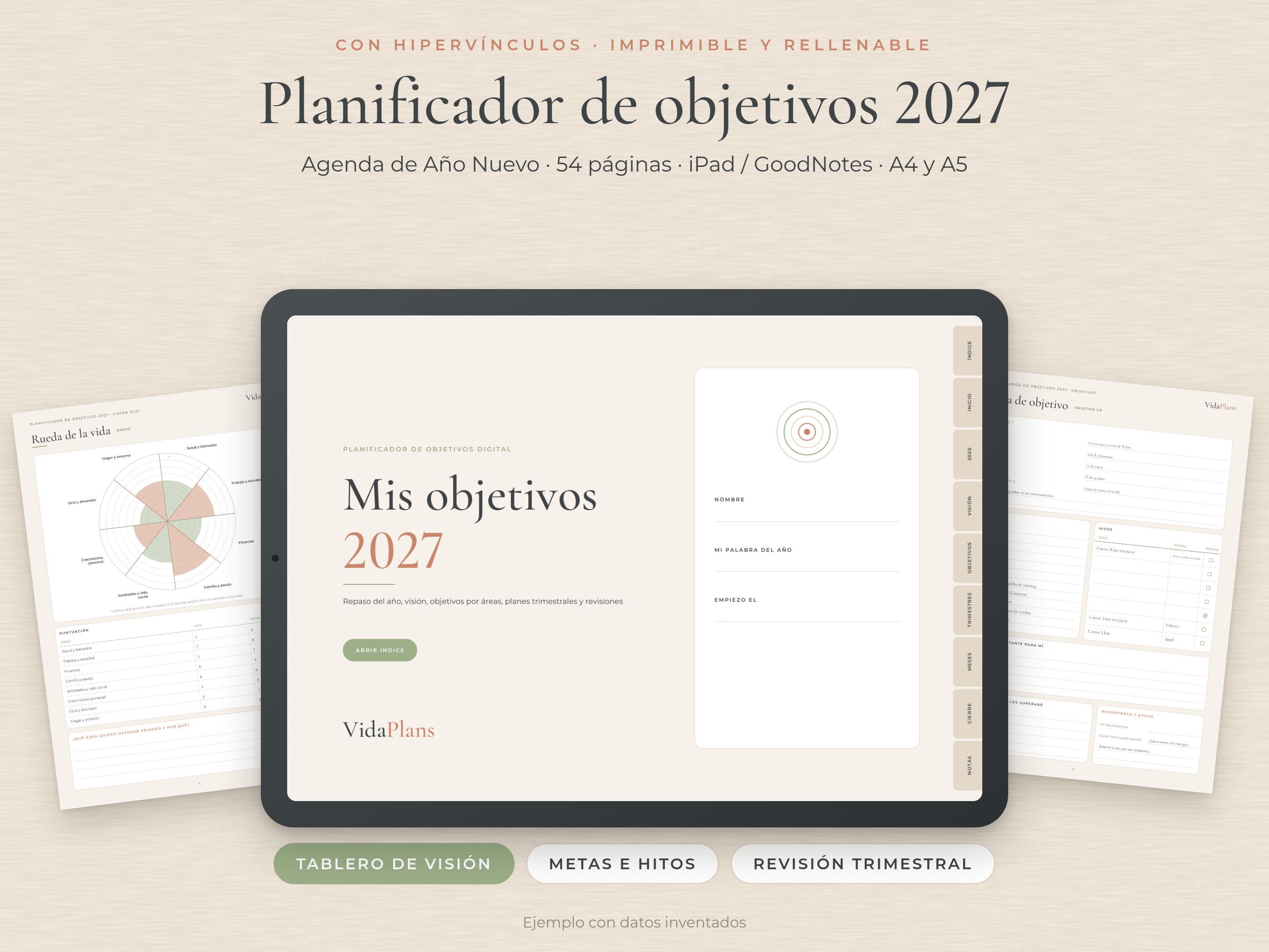 Portada del planificador de objetivos 2027 en español
